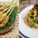 Balinese cuisine featuring Sate Lilit, grilled minced fish skewers, and spices served on a decorative plate.