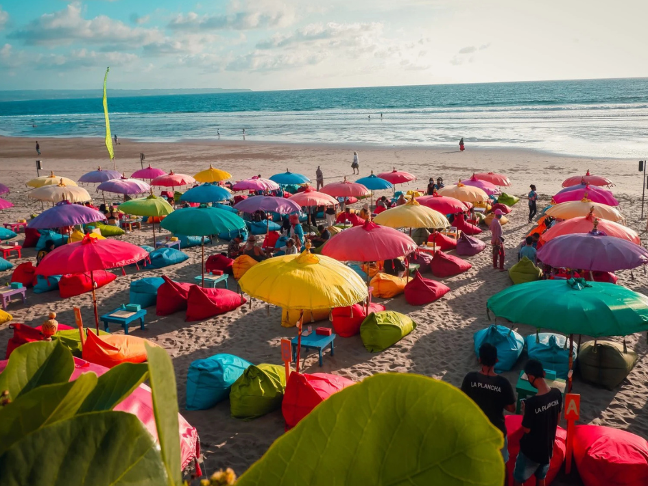 Beautiful Seminyak beach and iconic sunset view