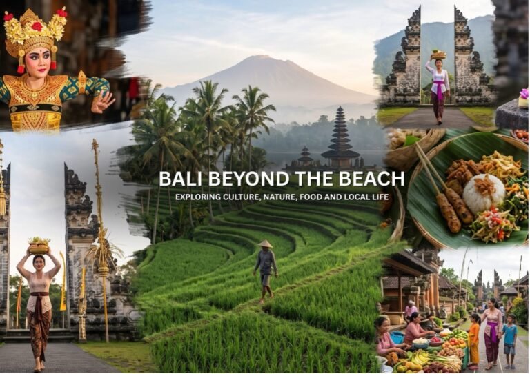 Balinese landscape with rice fields, tropical nature and traditional scenery