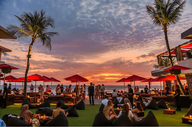 Ku De Ta beach club near Villa Bugis Seminyak with oceanfront dining and sunset views in Seminyak
