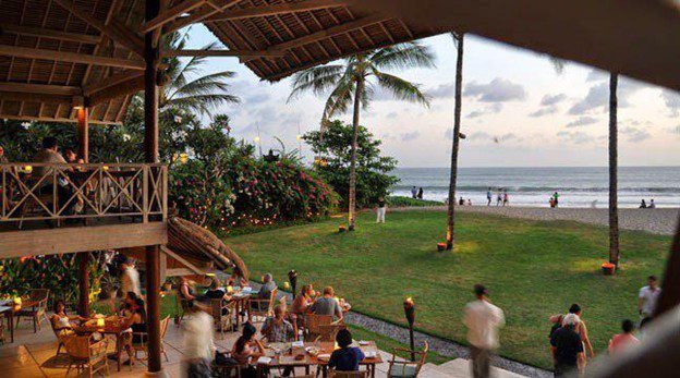 La Lucciola is a popular beachfront dining spot in Seminyak, Bali