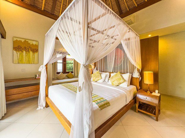 Elegant bedroom at Villa Alore, a refined 6 bedroom Seminyak villa designed for family and group holidays