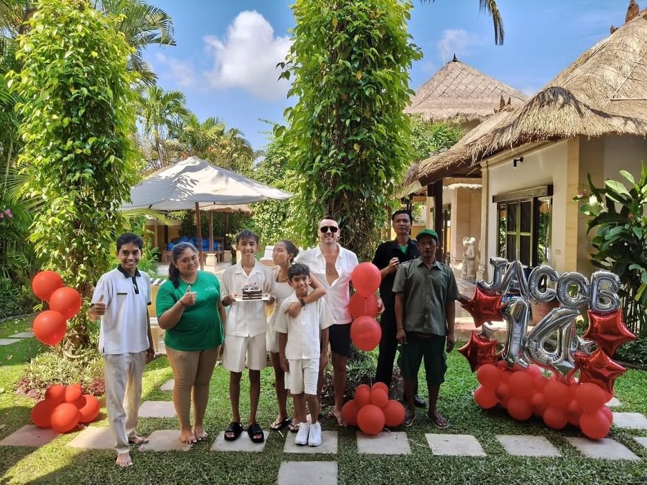 Friendly staff welcoming guests at a Family Friendly Seminyak villa in Bali