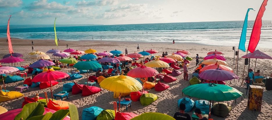 Sunset view at Seminyak Beach Bali near Seminyak villas and beachfront restaurants