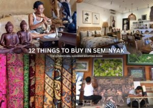 Traditional Bali souvenir shopping in Seminyak featuring Balinese handicrafts, coffee, silver jewelry, and handmade gifts