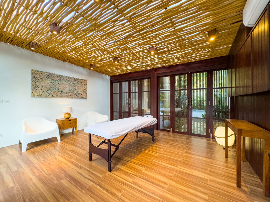 Tranquil massage setup and soothing ambience inside the spa room at Villa Alore Seminyak by Villa Bugis Seminyak villas.