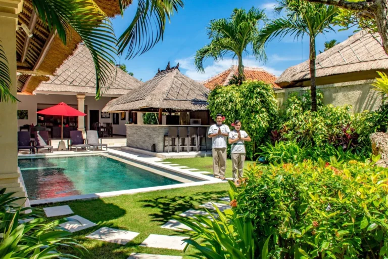 Private Villa Seminyak – Tropical pool view of Villa Rama by Villa Bugis, a perfect family-friendly villa rental in Seminyak