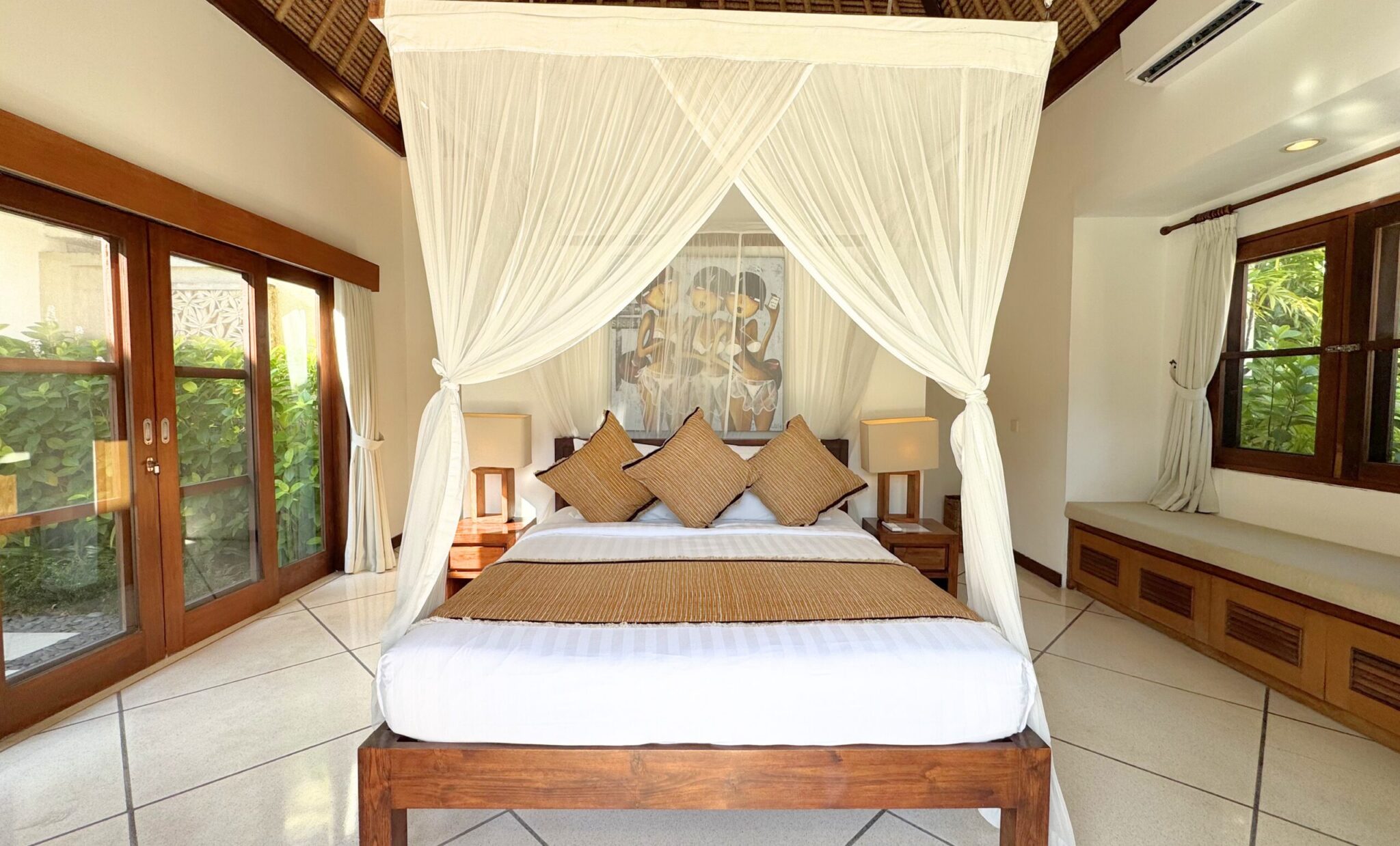 Contemporary Balinese interior styling of bedroom 3 at Villa Darma Seminyak by Villa Bugis, a standout among boutique Seminyak villas.