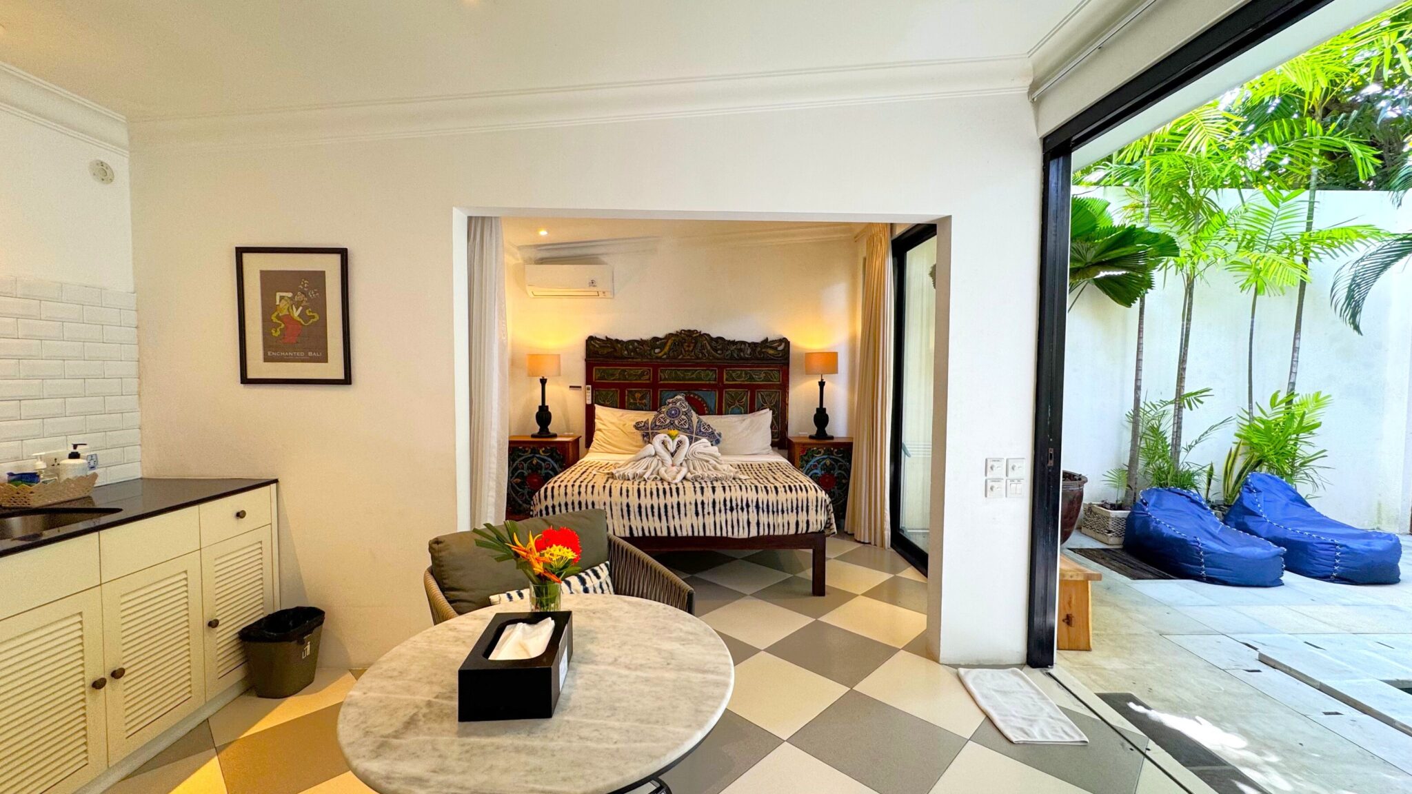 Romantic master bedroom with a king-size bed at Villa Ibu Dua Seminyak by Villa Bugis, a top-rated villa Seminyak for couples.