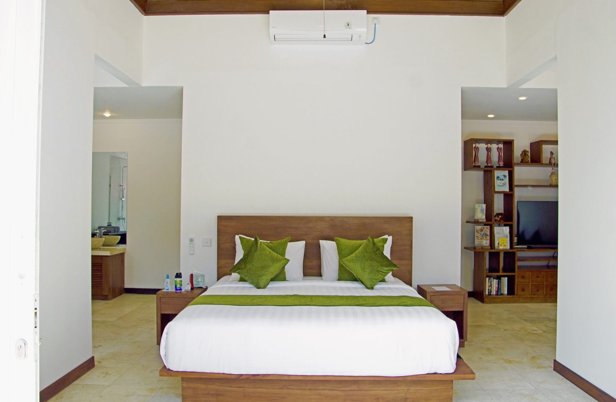 Elegant master bedroom with a premium king-size bed setup at Villa Jaclan Seminyak by Villa Bugis, a top-rated villa Seminyak for a relaxing stay.