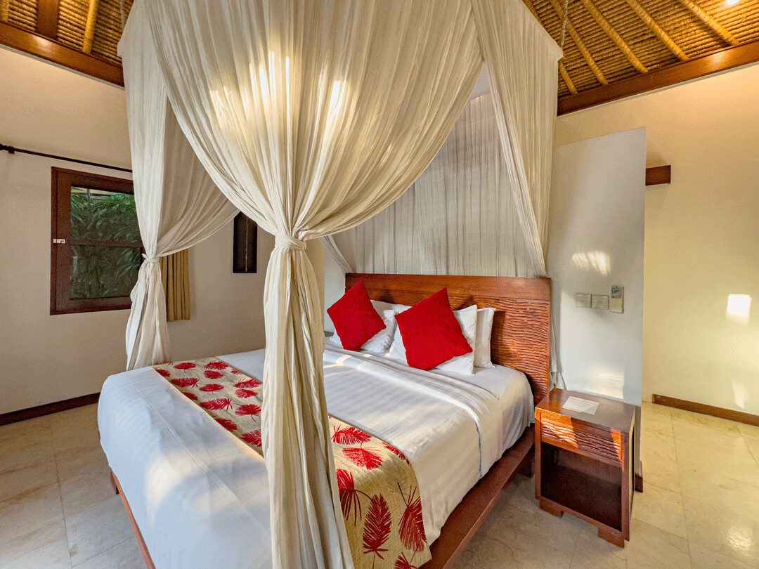 Modern colonial-style third bedroom at Villa Jaclan Seminyak by Villa Bugis, a spacious and clean 4-bedroom villa Seminyak option.