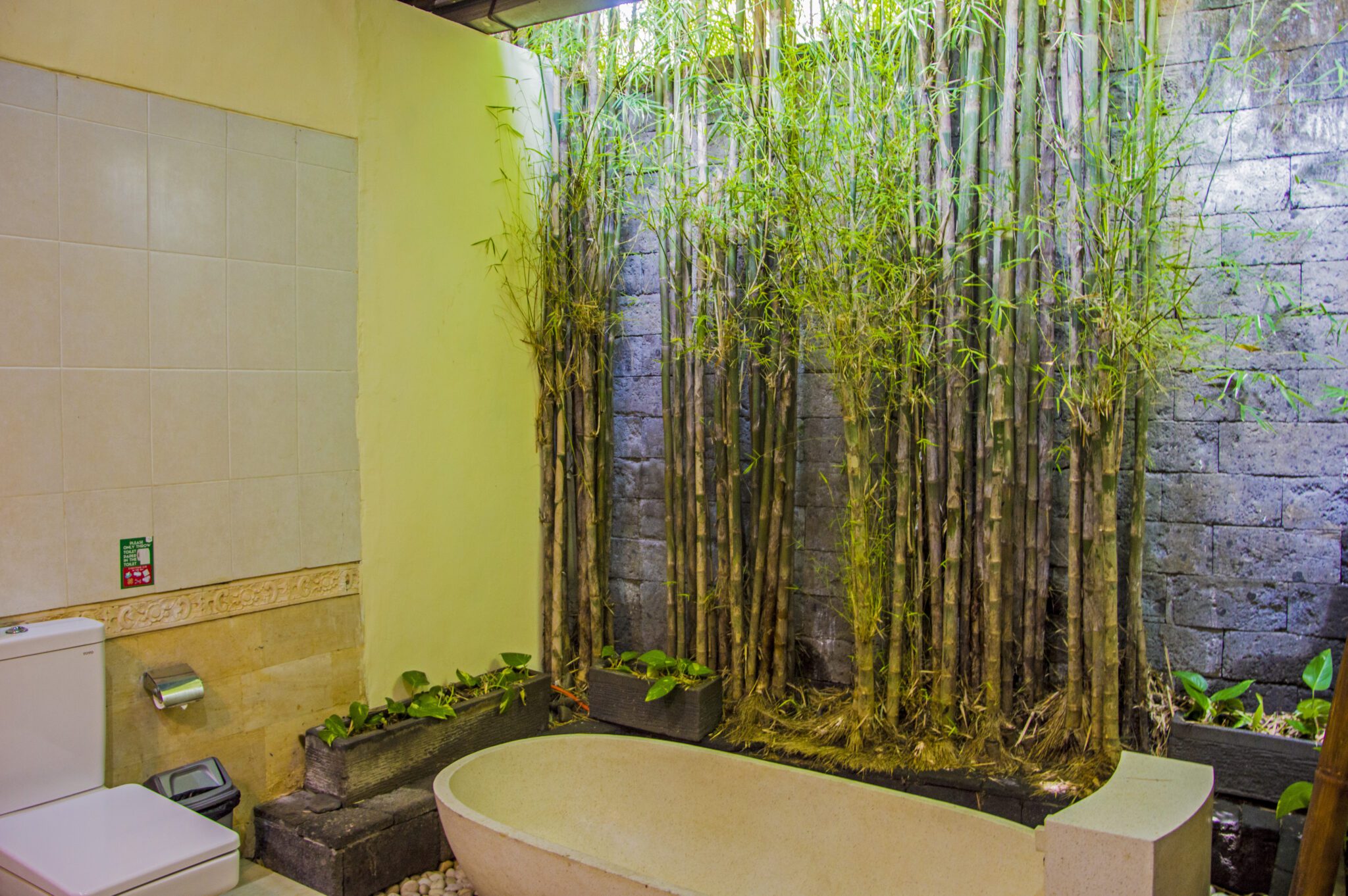 Ensuite open-air tropical shower room for bedroom 3 at Villa Tresna Seminyak by Villa Bugis villa Seminyak.