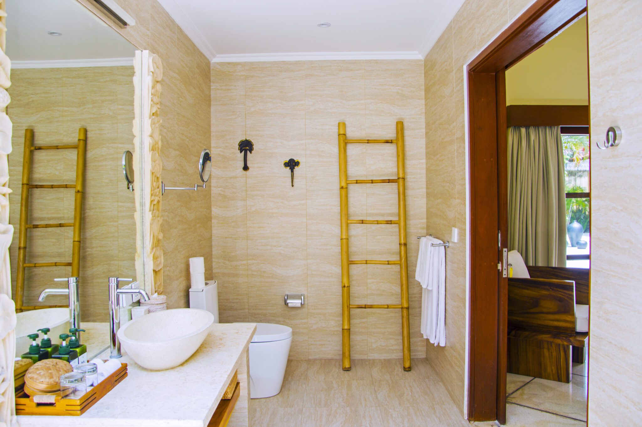 Pristine vanity setup and clean shower space inside the private bathroom of bedroom 2 at Villa Vara Seminyak by Villa Bugis villa Seminyak.