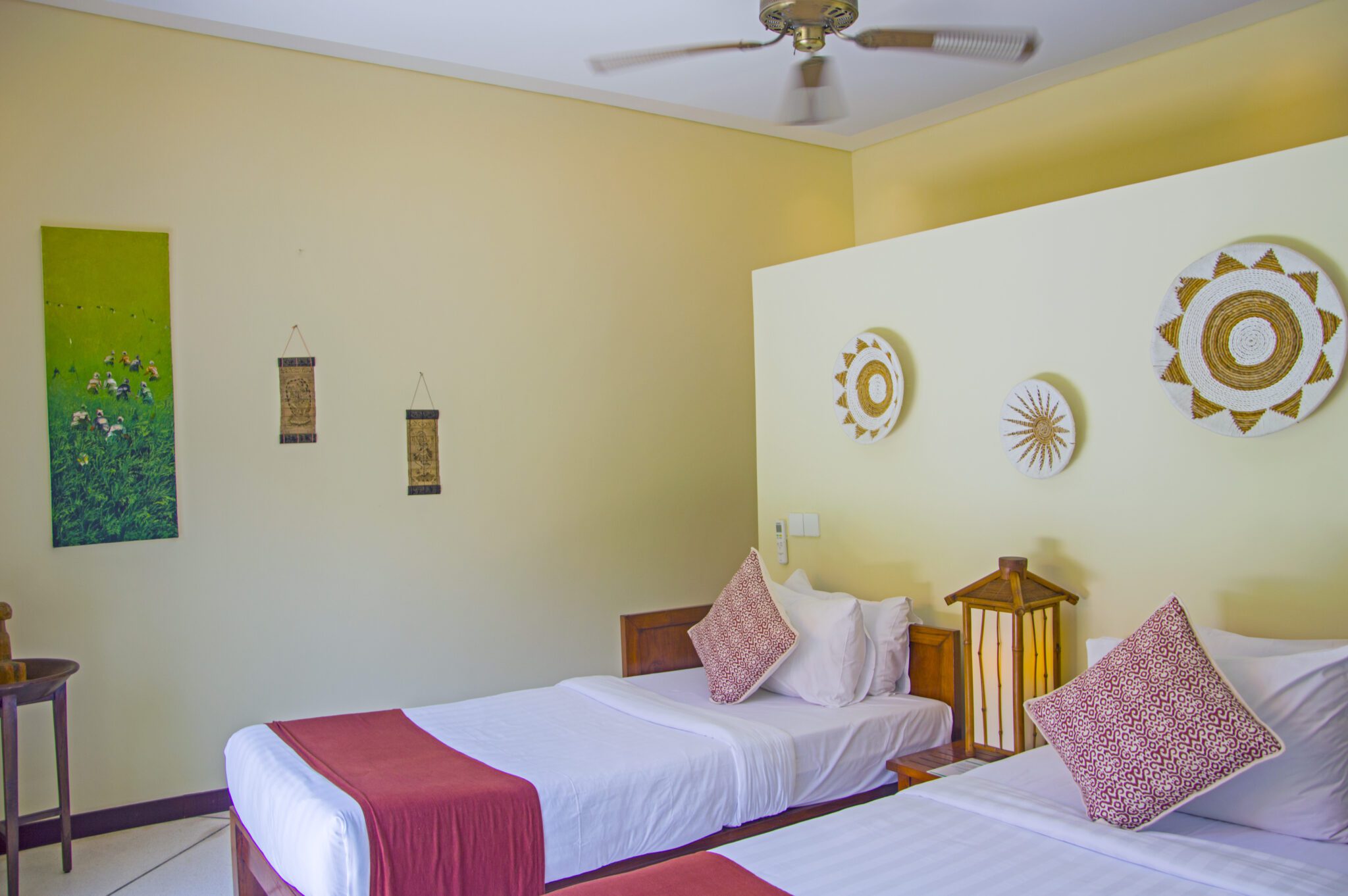 Comfortable fourth guest bedroom with twin beds at Villa Vara Seminyak by Villa Bugis, a spacious choice among Seminyak villas.