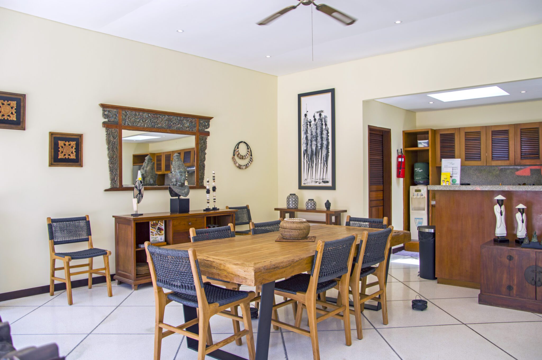 Clean fully-fitted kitchen and dining area at Villa Vara Seminyak by Villa Bugis, offering home-style convenience in Seminyak villas.